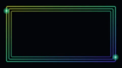 Yellow neon glowing frame border background chasing lights loop 스톡 동영상 342641154