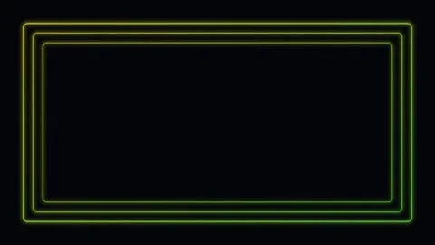 Yellow neon glowing frame border background flickering loop Stockbeeldmateriaal 342641196