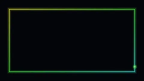 Yellow neon glowing frame border background running light loop 스톡 동영상 342641201