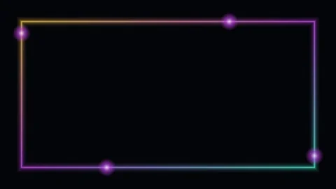Yellow neon glowing frame border background chasing lights loop Stock Footage 342641274