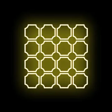 Yellow neon glowing geometric grid pattern Stock Illustration