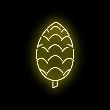 Yellow neon glowing pine cone minimalist icon Stock Illustration