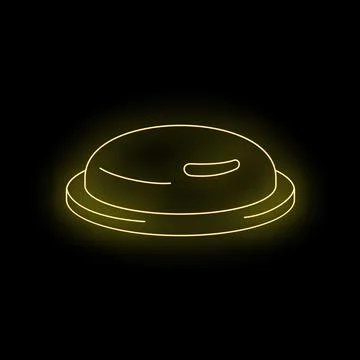 Yellow neon glowing push button interface symbol Stock Illustration