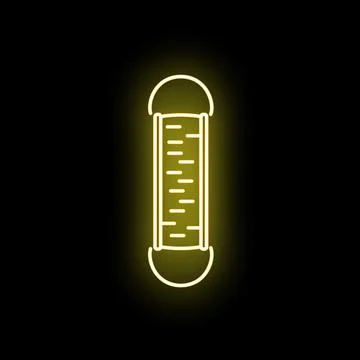 Yellow neon glowing thermometer measuring temperature icon Stock Illustration