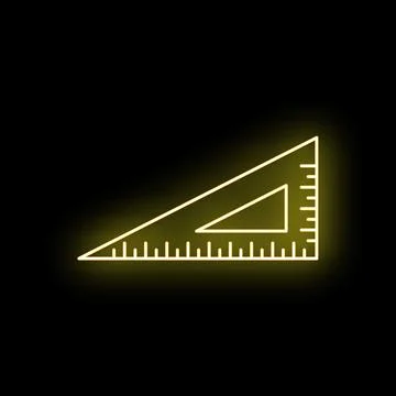 Yellow neon glowing triangular ruler learning tool Иллюстрация