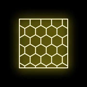 Yellow neon hexagonal grid pattern background Stockillustratie