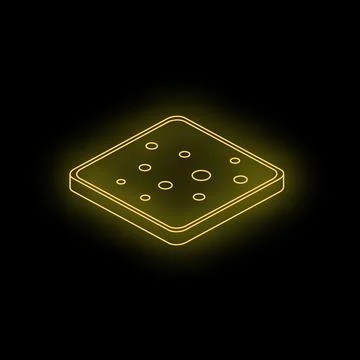 Yellow neon icon of a bread slice glowing on a black background Stock Illustration