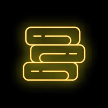 Yellow neon icon of computer server showing data storage Stock Illustration