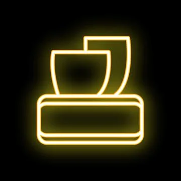 Yellow neon icon of a dataphone processing a payment with two credit cards Illustrazione stock
