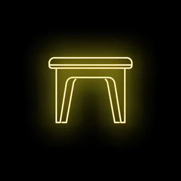 Yellow neon light glow table furniture icon Illustrazione stock