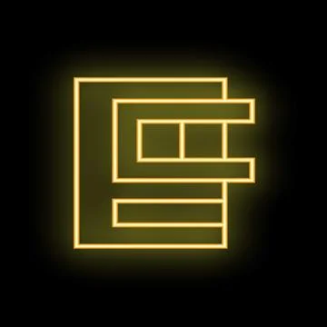 Yellow neon light glowing rectangle shape design on black background Illustrazione stock