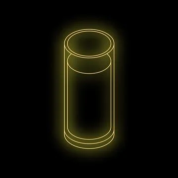 Yellow neon light showing empty glass on black background Stock Illustration