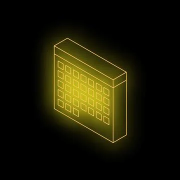 Yellow neon light showing spreadsheet on black background Stock Illustration