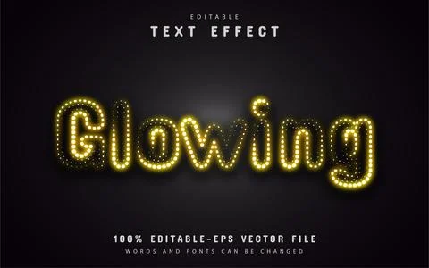 Yellow neon light text effect editable Stock Illustration
