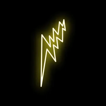 Yellow neon lightning bolt glowing with energy Stock Illustration