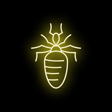 Yellow neon line bed bug insect glowing Stock Illustration