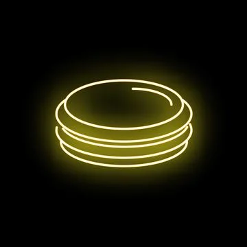 Yellow neon macaron stack dessert glowing light Stock Illustration