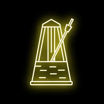 Yellow neon metronome line vector icon Stock Illustration