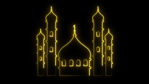 Yellow neon mosque Stock Footage 261554353