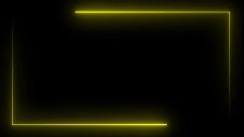 Yellow Neon Rectangle Border on Black Background frame 库存影片 318634236