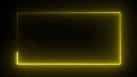 Yellow neon rectangle frame with glowing edges on black Stock Footage 317453227