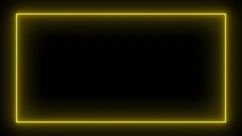 A yellow neon rectangle frame glowing against a dark background with a mode.. Video stock 328458608
