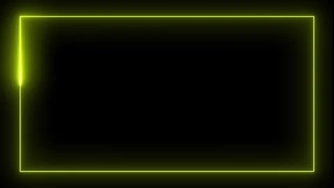 Yellow neon rectangular frame on black background abstract Stock Footage 318634237