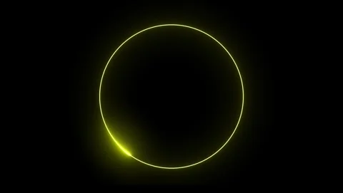 Yellow Neon Ring Against Black Background abstract Stock Footage 318634243