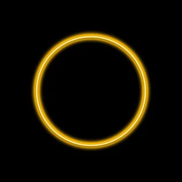Yellow neon ring on a black background. 3D rendering Stock Illustration