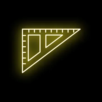 Yellow neon set square ruler line icon Illustrazione stock