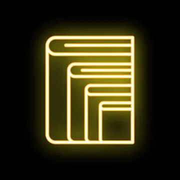 Yellow neon sign of books stack on black background Stock Illustration