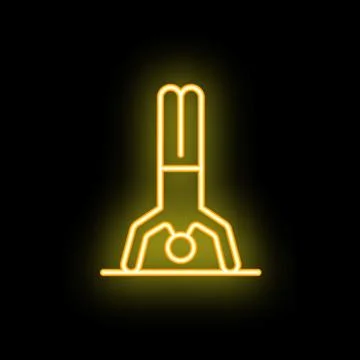 Yellow neon sign of man doing handstand exercise Stock Illustration