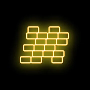 Yellow neon sign representing a brick wall on a black background イラスト素材