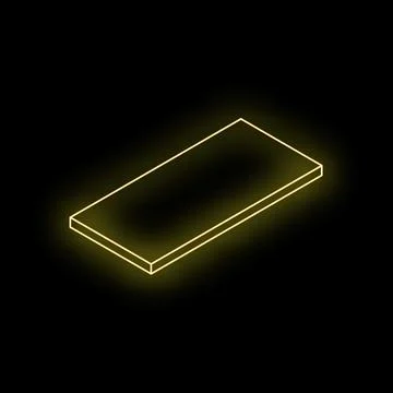 Yellow neon sign showing rectangular shape on black background Stock Illustration