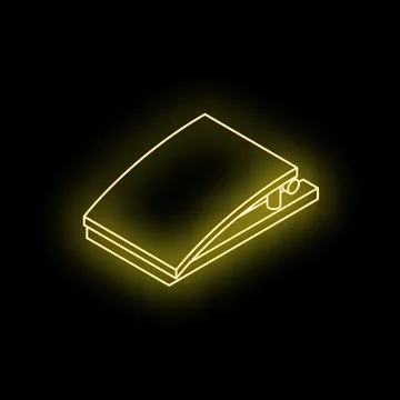 Yellow neon sign of wireless computer mouse on black background 스톡 일러스트