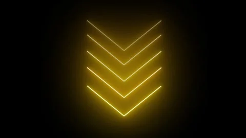 Yellow neon single-line directional down arrow animation. signal icon. Movi.. Stock Footage 296624189