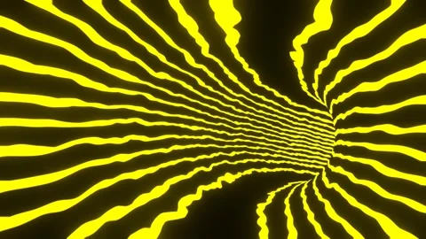 Yellow Neon Stripes Circle Tunnel Background VJ Loop l 4K Stock Footage 294932453