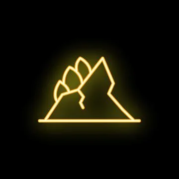 Yellow neon style icon representing landslide disaster Stock Illustration