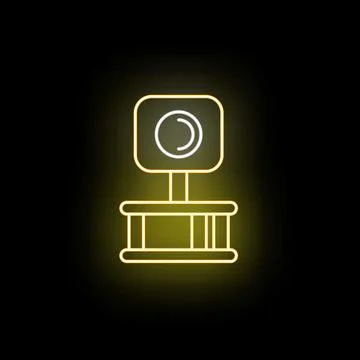 Yellow neon style kitchen scale weighing tool Stock Illustration