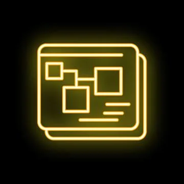 Yellow neon style workflow icon on black background Stockillustratie
