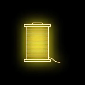Yellow neon thread spool sewing craft icon Stock Illustration