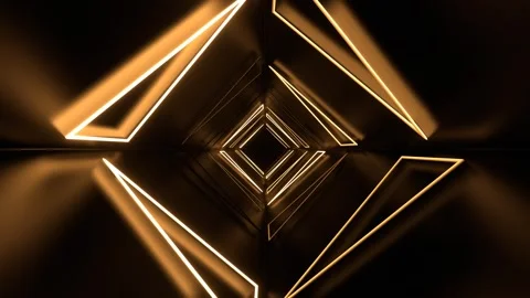 Yellow Neon Triangles Tunnel Background VJ Loop in 4K Video stock 331236651