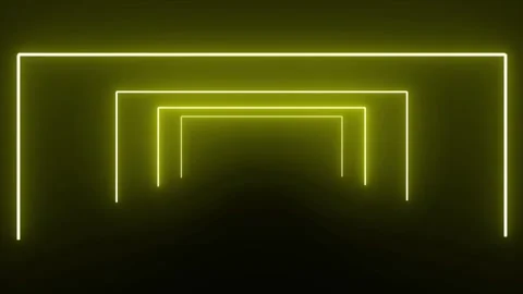 Yellow Neon Tunnel Light Loop Animation Stock Footage 310679596