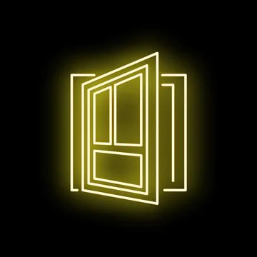 Yellow neon window opening showing a glowing outline Ilustración de archivo