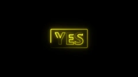 Yellow Neon Y E S Sign Glowing on Black Background Animated Text Animation .. 스톡 동영상 340123611