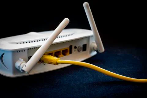 Yellow network cables Stock Photos