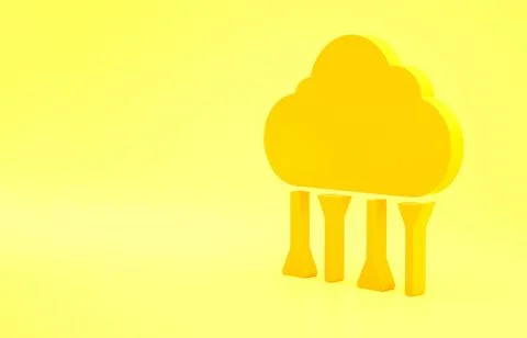 Yellow Network cloud connection icon isolated on yellow background. Social te Stock Illustration