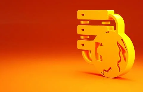 Yellow Network cloud connection icon isolated on orange background. Social te Stock Illustration