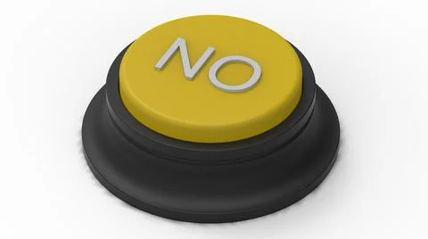 Yellow no button isolated 3d illustration render Illustrazione stock