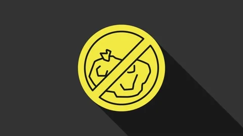 Yellow No trash icon isolated on grey background. 4K Video motion graphic Stock Footage 147700441